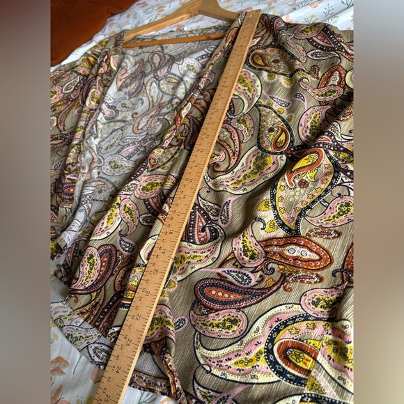 Rustty Dustyy open front paisley short sleeve kimono top size large - Picture 6 of 9